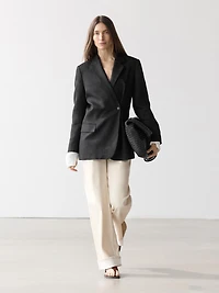 100% linen double-breasted blazer
