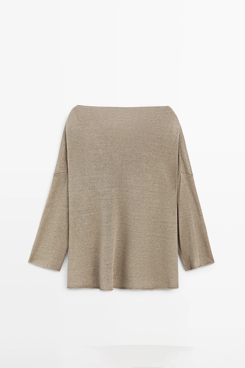 Pull en maille oversize boutonné lin