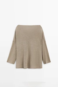 Pull en maille oversize boutonné lin