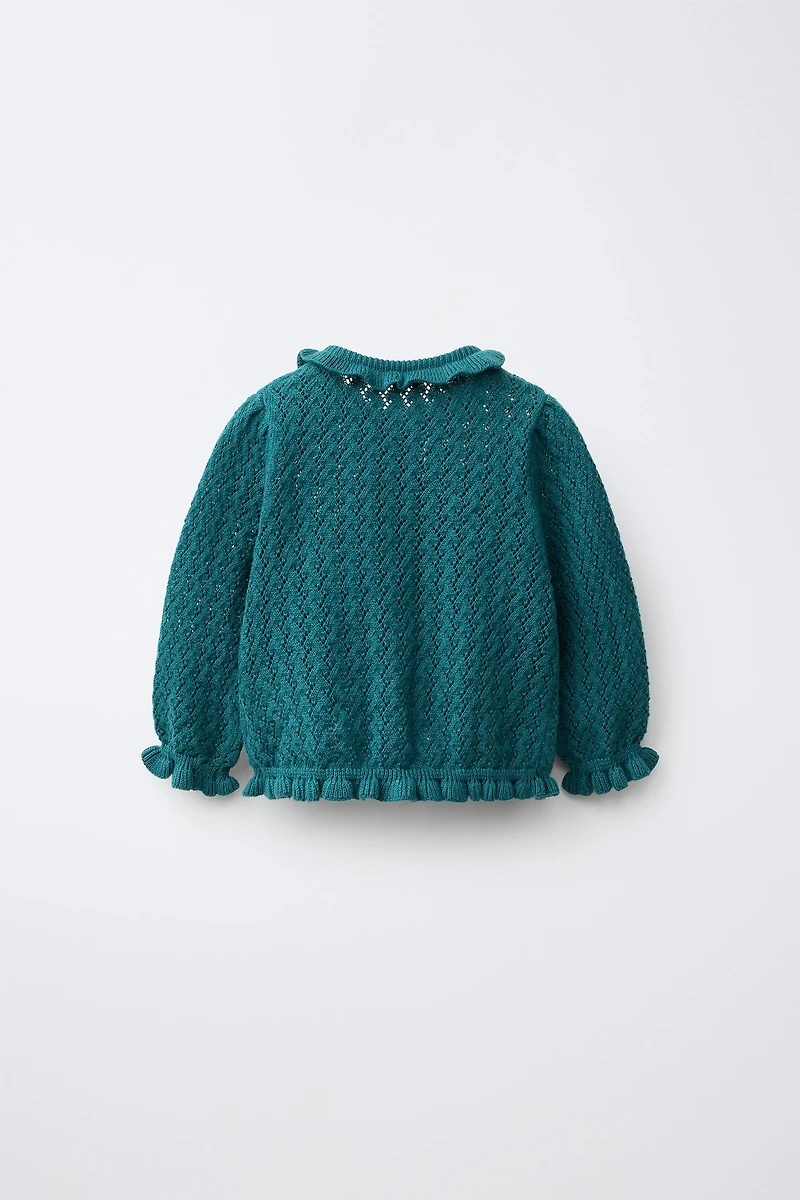 FLORAL EMBROIDERY KNIT CARDIGAN