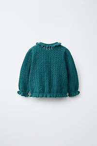 FLORAL EMBROIDERY KNIT CARDIGAN