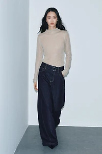 ZW COLLECTION WIDE LEG HIGH-WAIST JEANS WITH BELT