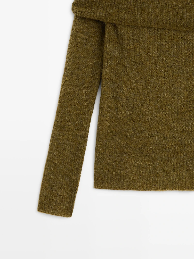 Off-the-shoulder knit sweater