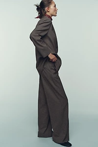 PANTALON DROIT À CARREAUX AVEC CEINTURE