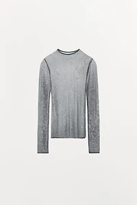 VISCOSE BLEND EYELET TOP