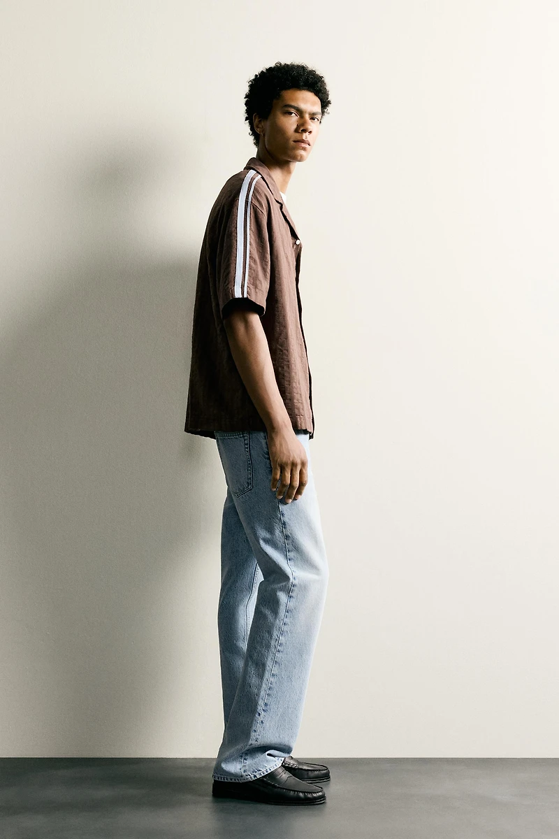 CONTRAST EMBROIDERED STRIPE SHIRT