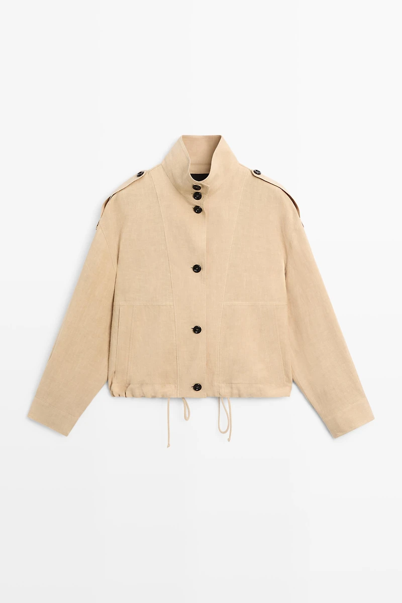100% linen fluid bomber jacket
