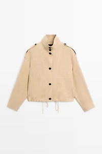 100% linen fluid bomber jacket