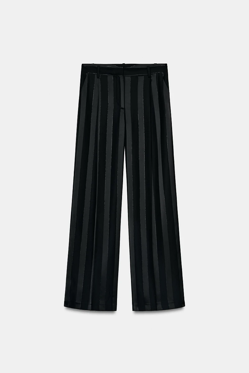 Jacquard Striped Pants with Metallic Thread