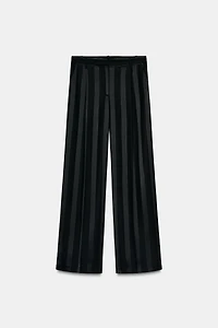 Jacquard Striped Pants with Metallic Thread
