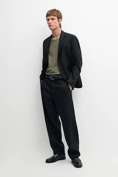 Tailored fit 100% linen suit trousers