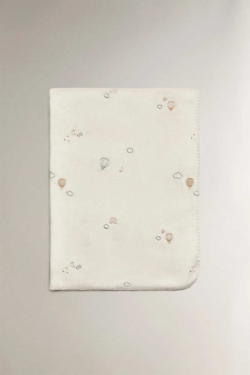 EMBROIDERED BALLOON BABY FLEECE BLANKET