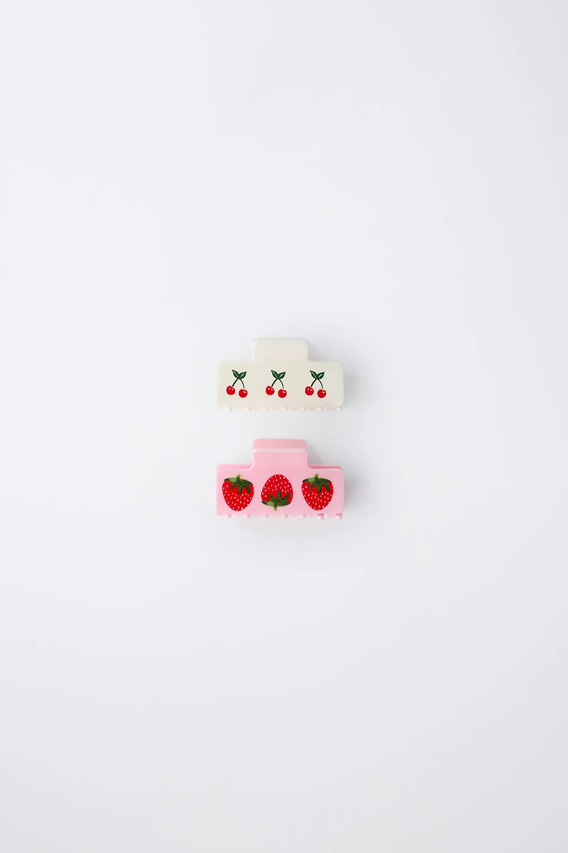 PACK OF TWO STRAWBERRY AND CHERRY CLIPS