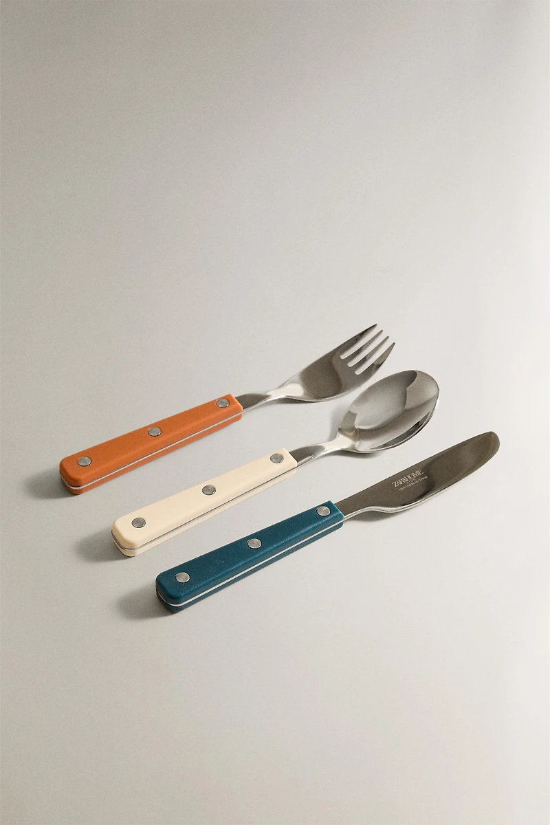 CHILDREN'S FLATWARE SET WITH WARM COLORS (SET OF 3)