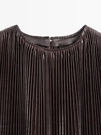 Long pleated nappa leather top - LIMITED