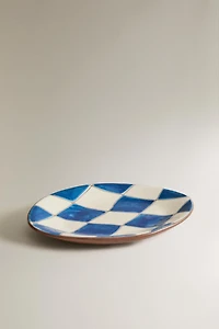 PORTE-SAVON SALLE DE BAIN CÉRAMIQUE LOSANGES BLEUES