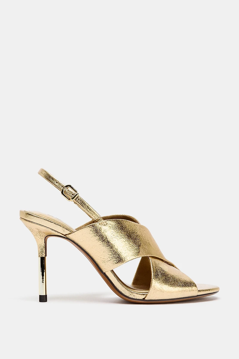 LAMINATED EFFECT HEELED SANDALS