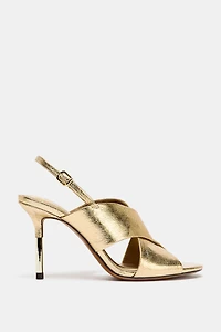 LAMINATED EFFECT HEELED SANDALS