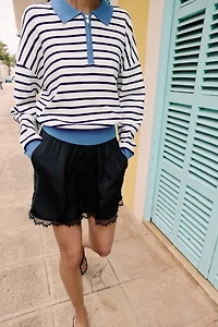 LACE TRIM SATIN SHORTS