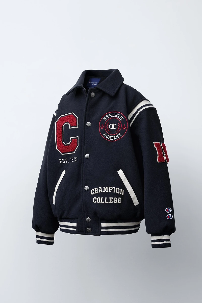 CHAMPION ® X ZARA PATCH CLOTH BOMBER JACKET