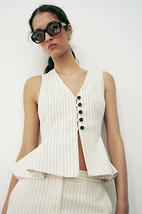 STRIPED PEPLUM VEST