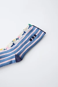 TWO-PACK OF STRIPED AND FLORAL SOCKS