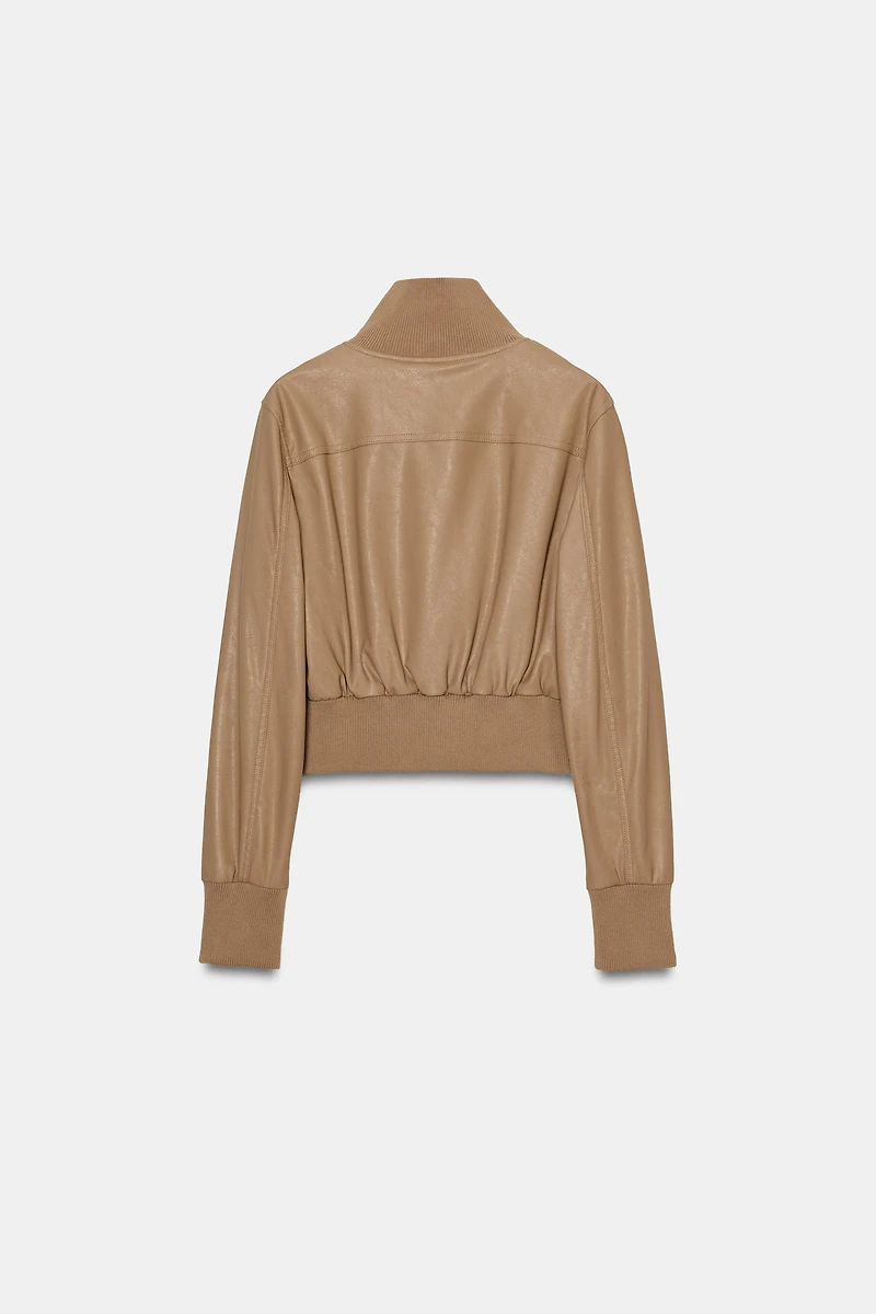 FAUX LEATHER BOMBER JACKET