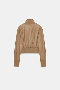 FAUX LEATHER BOMBER JACKET
