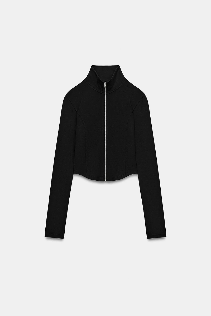 CROPPED ZIP SWEATSHIRT
