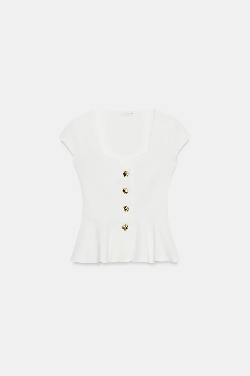 TOP PÉPLUM À BOUTONS