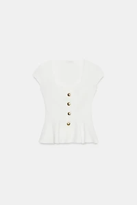 TOP PÉPLUM À BOUTONS