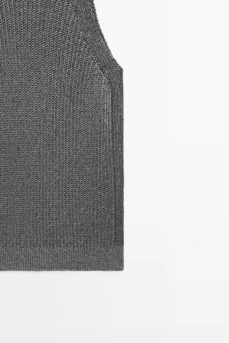 Metallic knit halter top - STUDIO