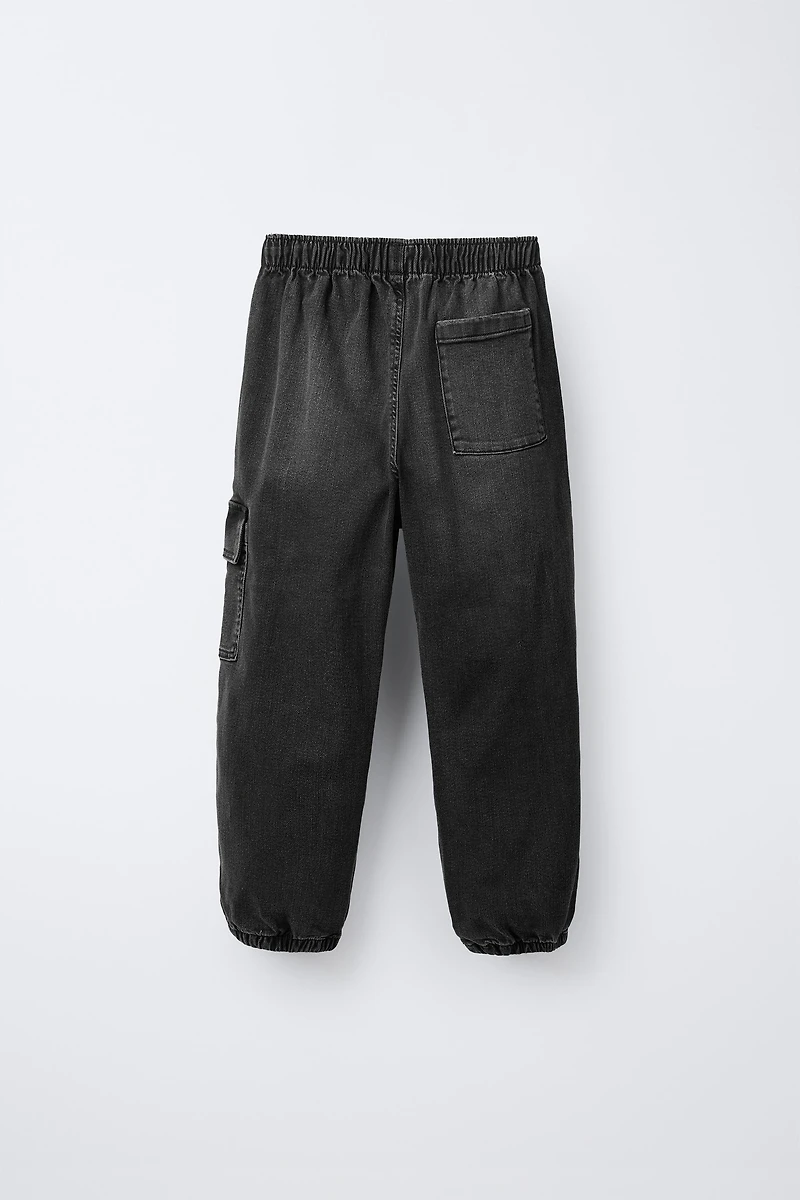 DENIM CARGO JOGGER PANTS