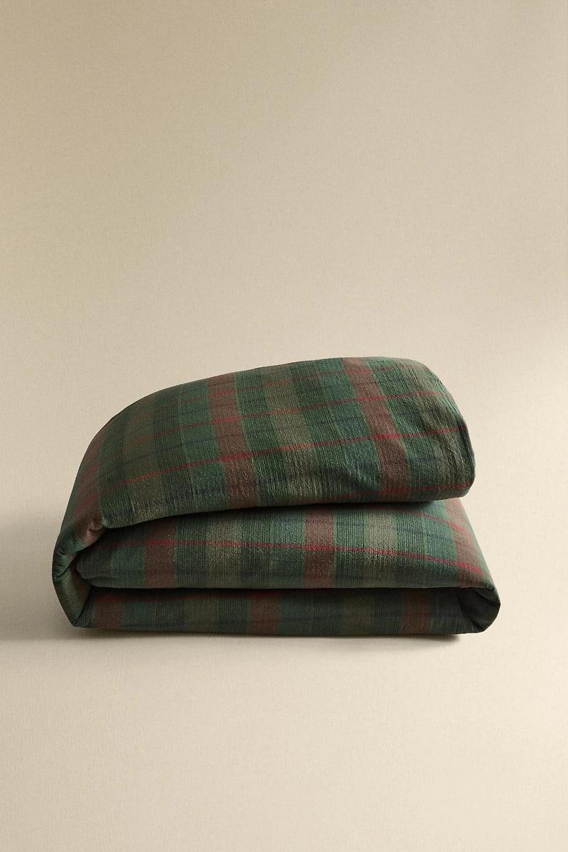 CHRISTMAS TARTAN CHECK COTTON DUVET COVER
