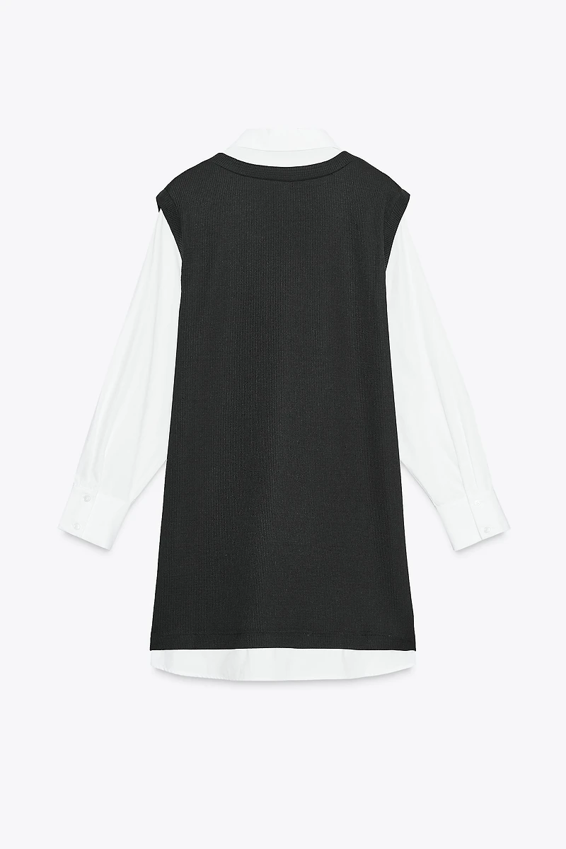 POPLIN COMBINATION MINI DRESS