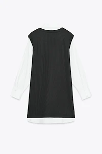 POPLIN COMBINATION MINI DRESS