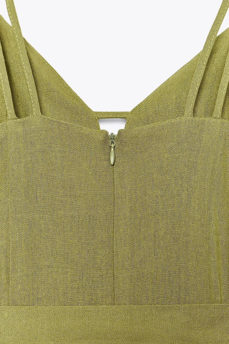WIDE-LEG STRAPPY LINEN JUMPSUIT