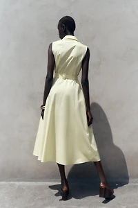 ROBE MIDI EN POPELINE CEINTURE