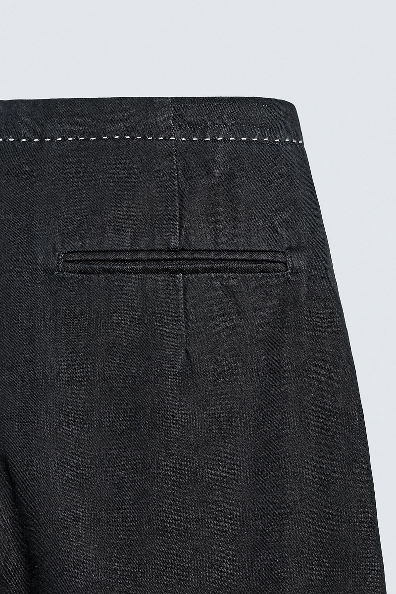 CONTRAST TOPSTITCHING DENIM CHINO PANTS