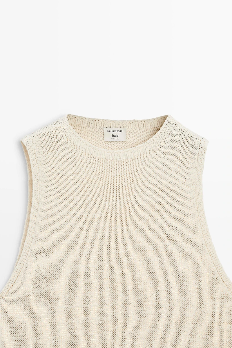STUDIO Silk-Blend Knit Halter Top
