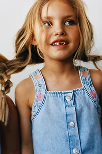 EMBROIDERED DENIM TOP