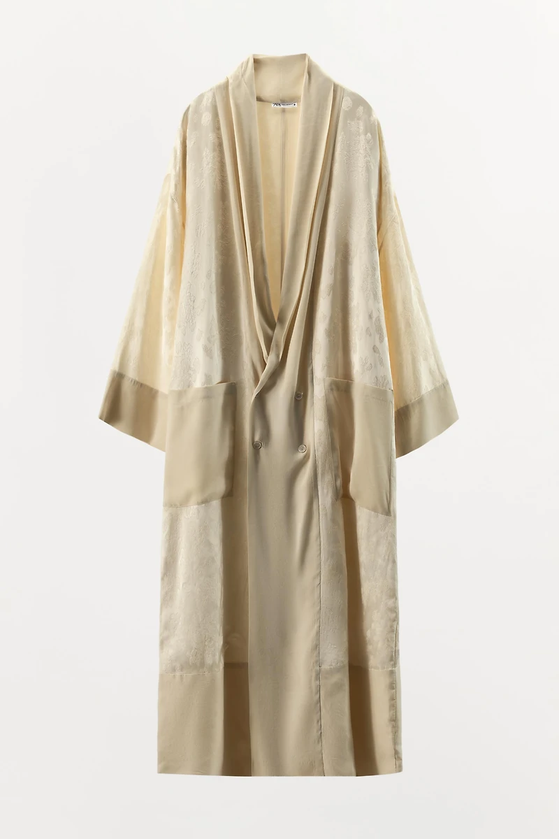 MANTEAU EN MATIÈRES VARIÉES JACQUARD LIN ÉDITION LIMITÉE