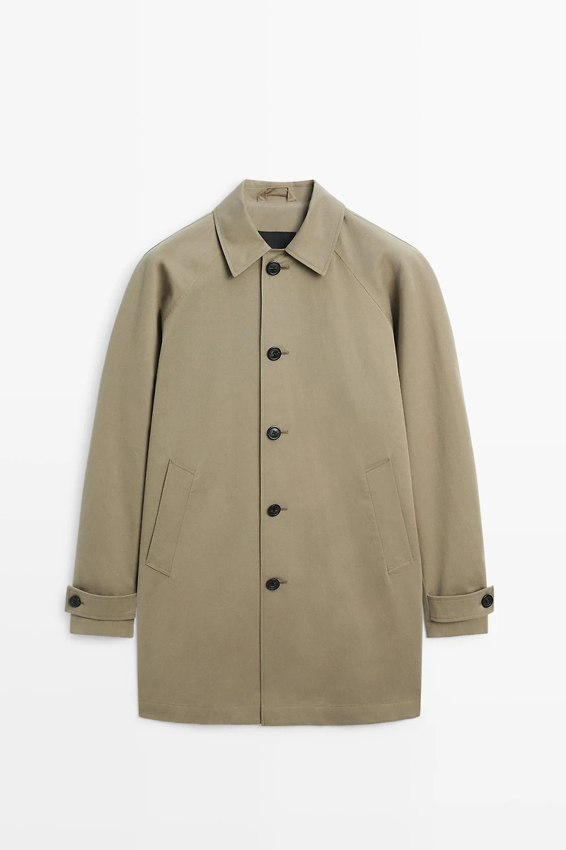 Oversize long 100% cotton trench coat