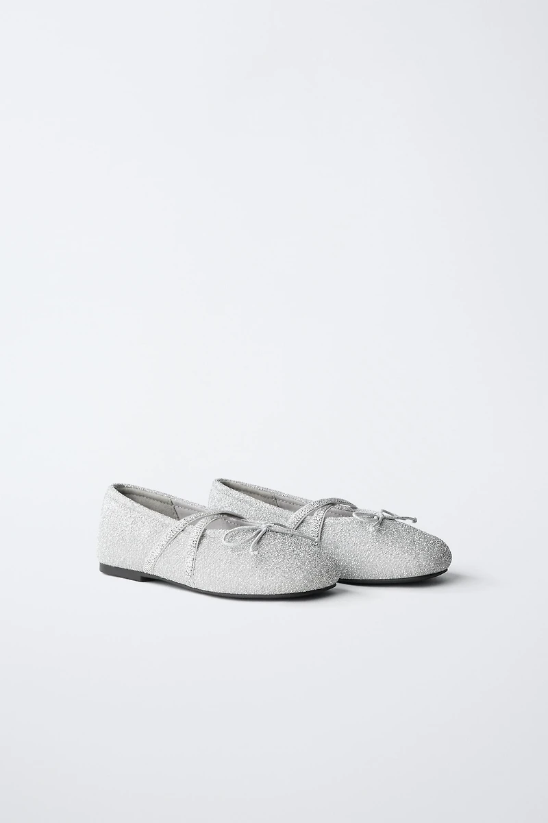 SILVER PARTY BALLET FLATS
