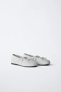 SILVER PARTY BALLET FLATS