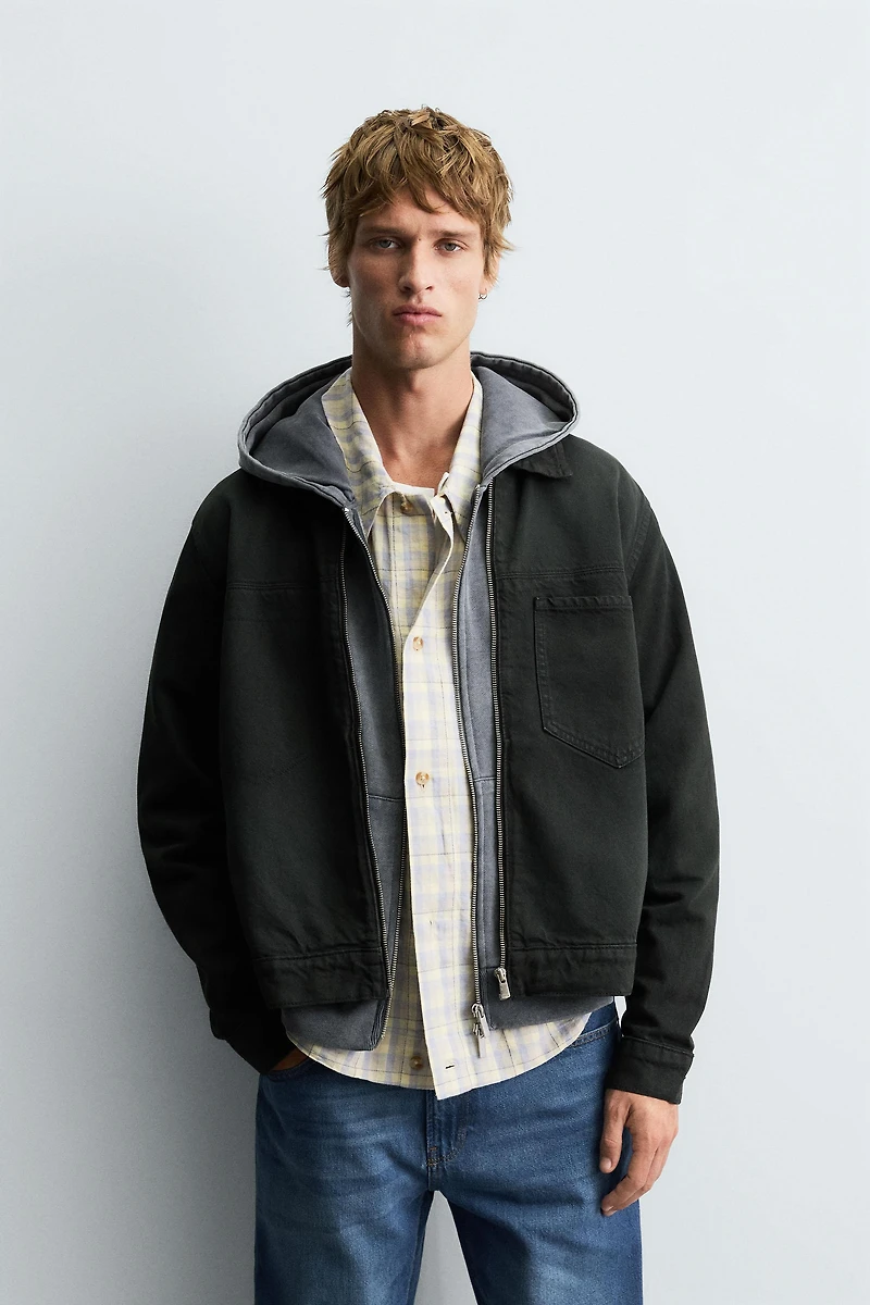 DENIM ZIP-UP OVERSHIRT