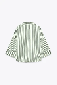 STRIPED SHIRT WITH CUFFED SLEEVES