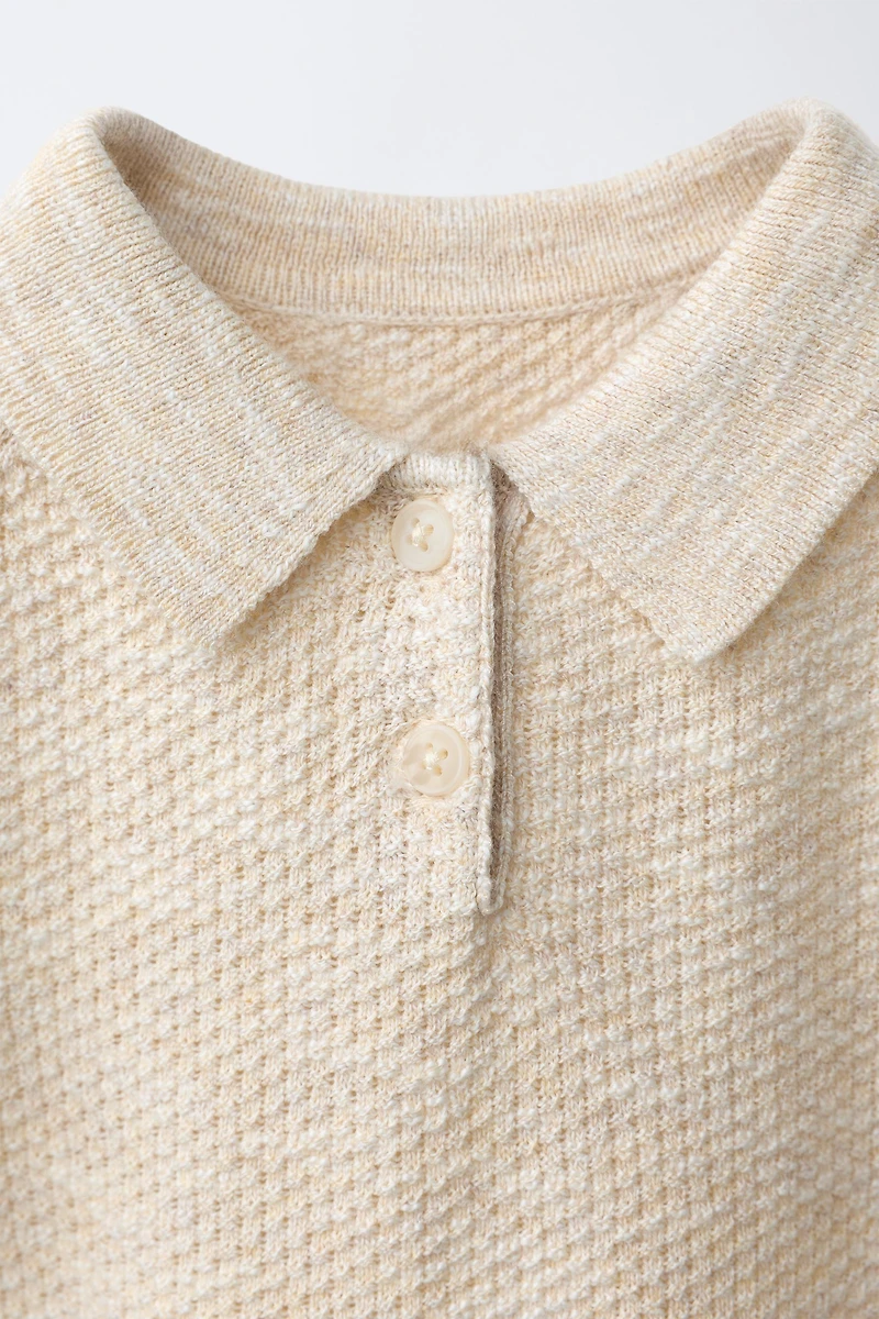TEXTURED KNIT POLO JUMPER