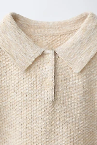 TEXTURED KNIT POLO JUMPER
