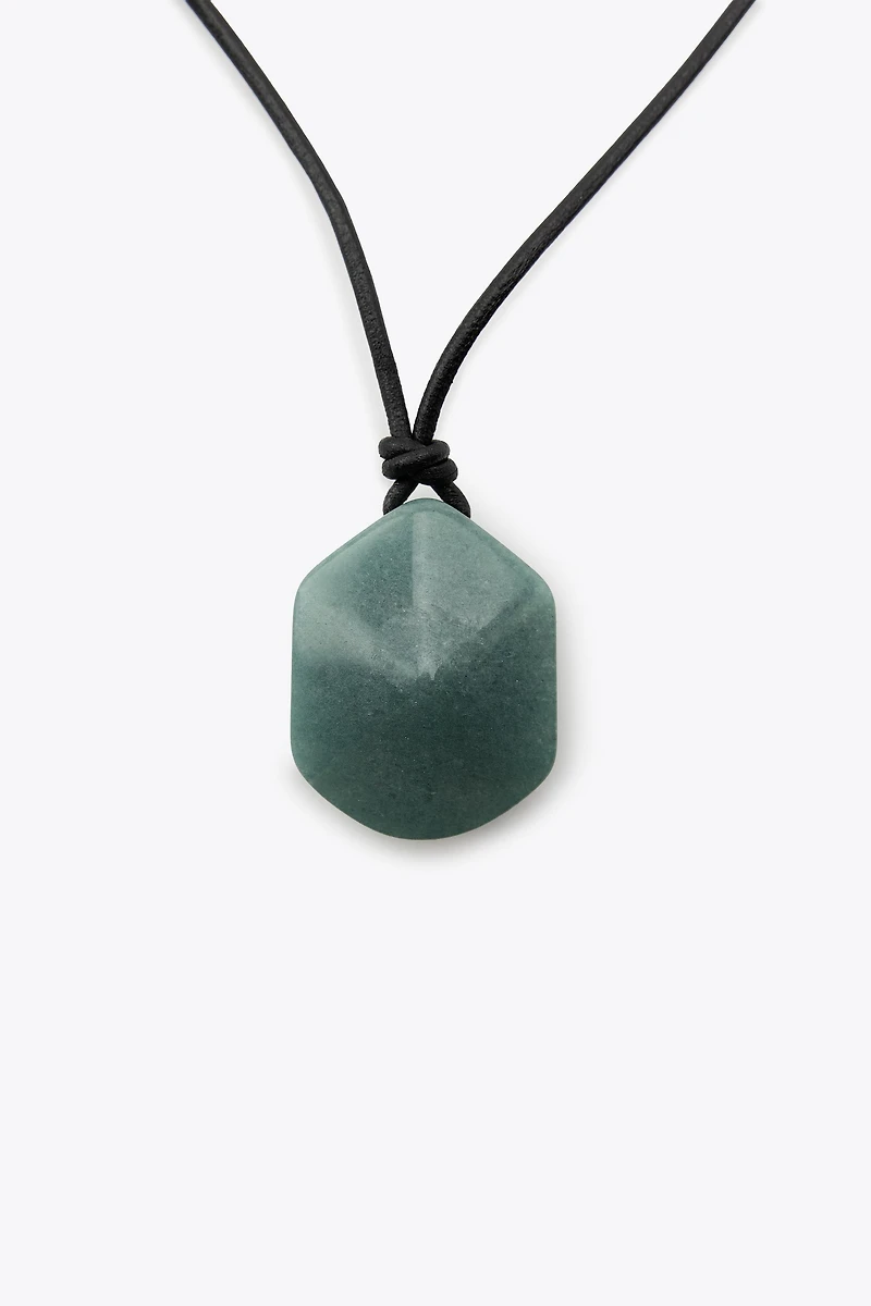 LEATHER CORD STONE NECKLACE